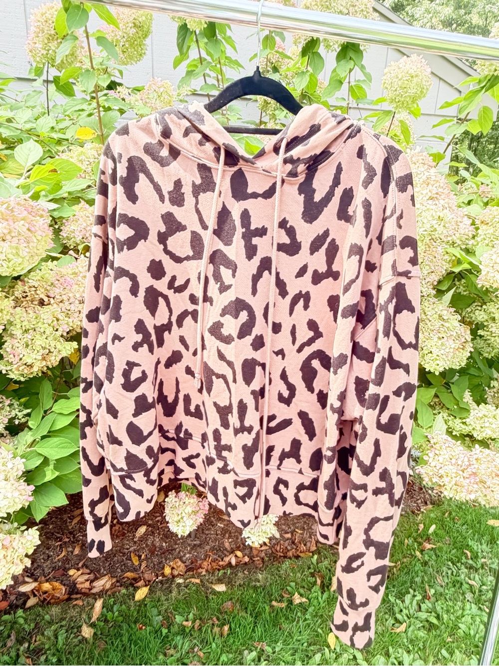 Velvet Pink and Brown Leopard Print Hoodie